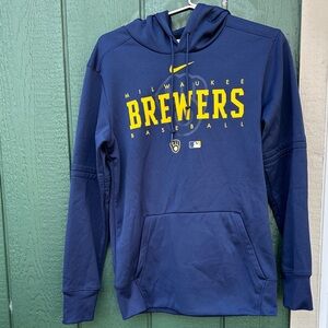 Nike Navy Brewers Pullover with Yellow Logo